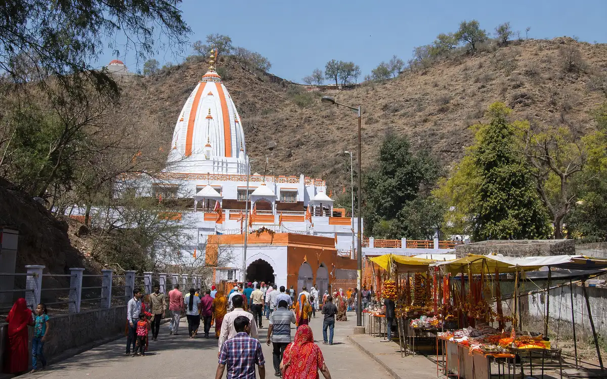 Hillside Hanuman temple typical of the Mehandipur Balaji route